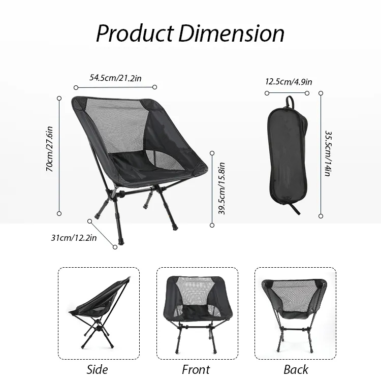 Hot Seller Korea Japanese Outdoor Aluminium Camping Chair Height Adjustable Leg Folded Portable Camp Chair