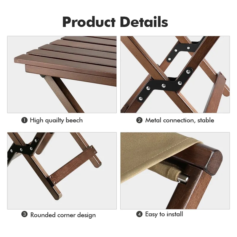 Outdoor Portable Folding Chair Foldable Wood Stool Wooden Fishing Stool Camping Chair