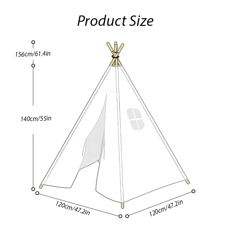 Suka Lun Indoor And Outdoor Camping Cotton Fabric with Pine Poles Fun Play Tent for Children