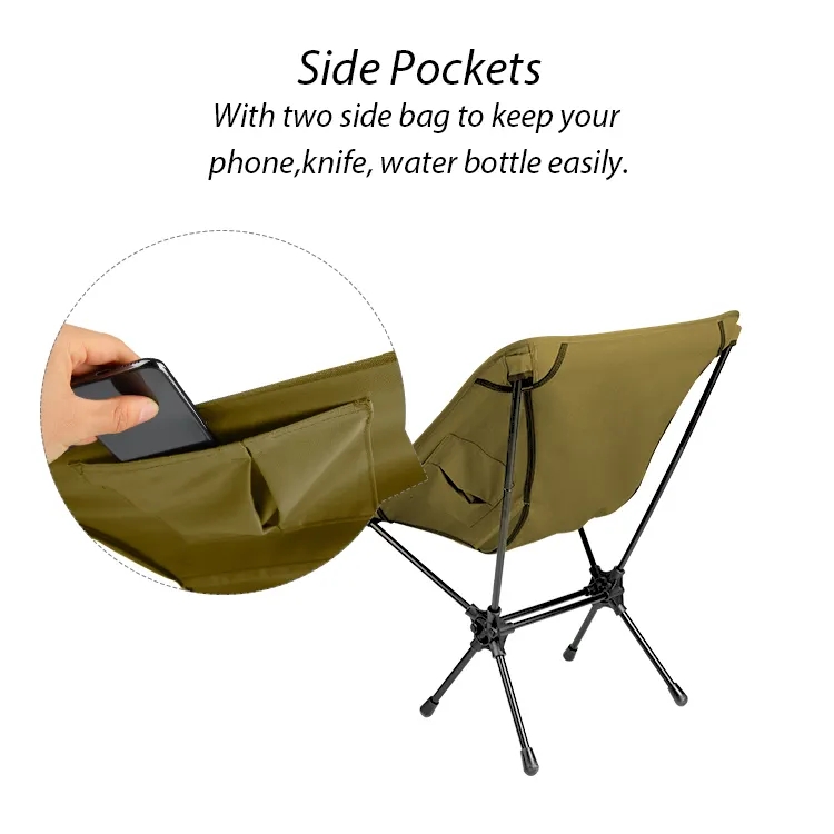 RTS Customized Simple Aluminum 7075 Fram Collapsible Folding Heavy Duty Rocking Moon Camping Chair