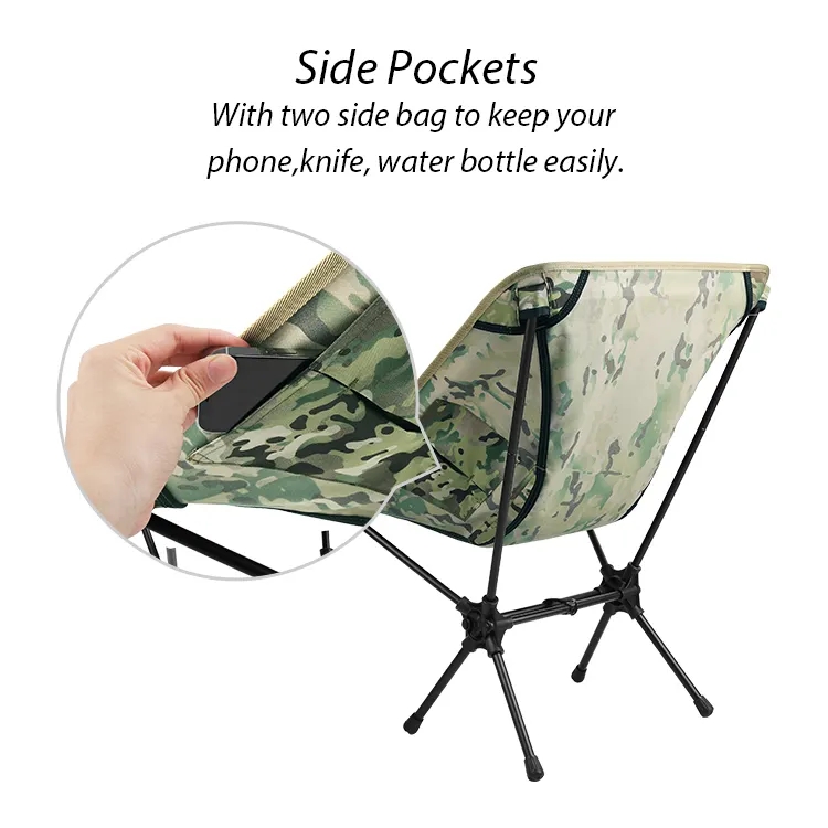 Outdoor Portable Moon Chair Lightweight Camouflage Camping Chair Manufacturers Foldable Camping Chairs For Adults