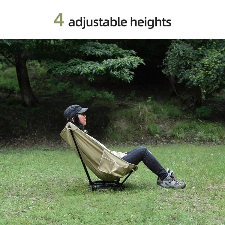  Adjustable Height Outdoor Portable Aluminum Folding Camping Moon Chair